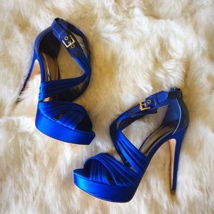 Satin Electric Blue Marciano Heels